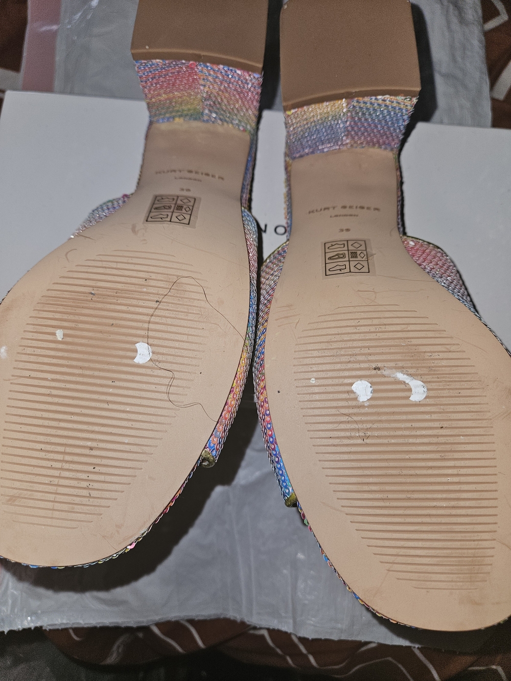 Kurt Geiger Rainbow Sequin Eye Slide Sandals - Picture 3 of 5